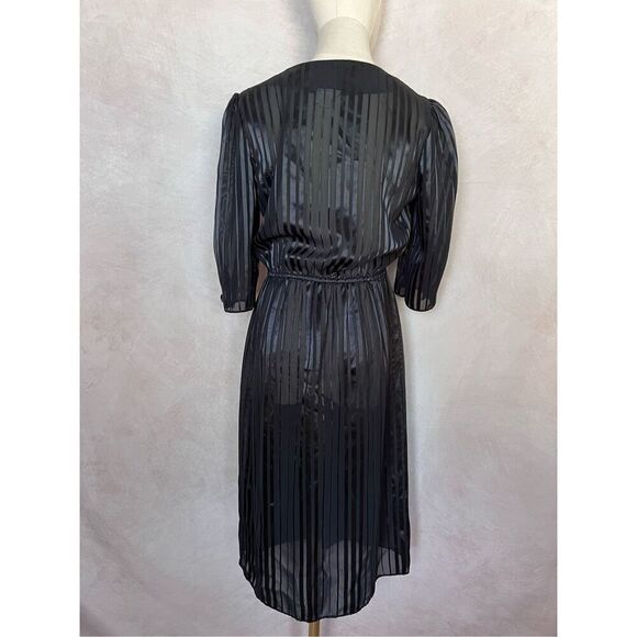 Vintage Sheer Black Dress 80s does 40s Chic Black Tie - Picture 5 of 7